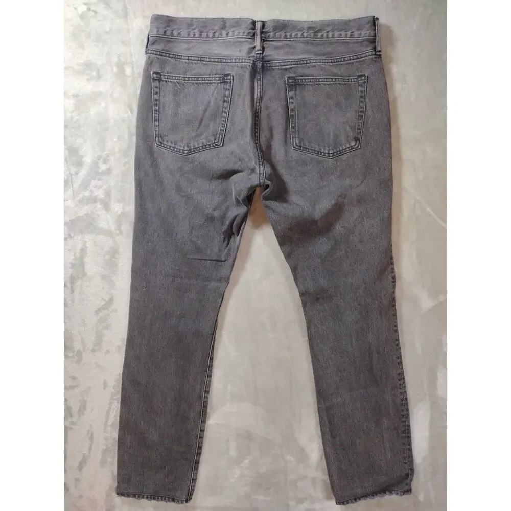 J.CREW 484 Jeans Mens 35x32 Black Tapered Leg Slim Cotton Western Grunge Goth